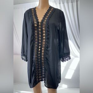 Miyang Black Lace Trim Cover-Up